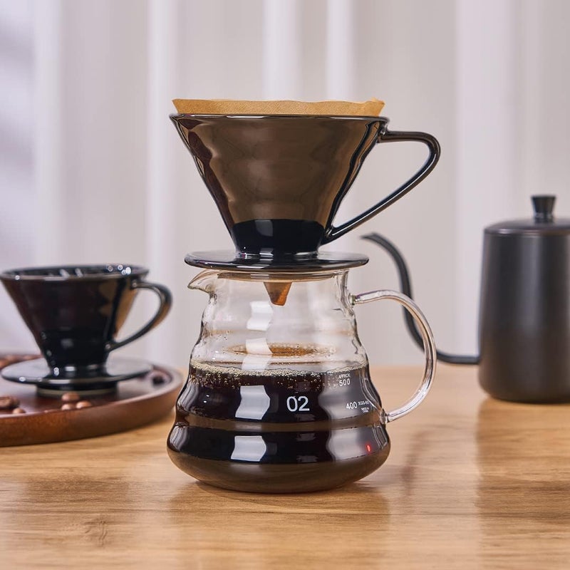 Cuisine Art Pour-over Coffee Filter Cup Filter Cup Ceramic Spiral Vintage Kiln Conical Drip Filter Cup Filter Cup,Ceramic Pour Over Coffee Dripper,Easy Manual Brew Maker,Ceramic Coffee Dripper(Black) - Image 4